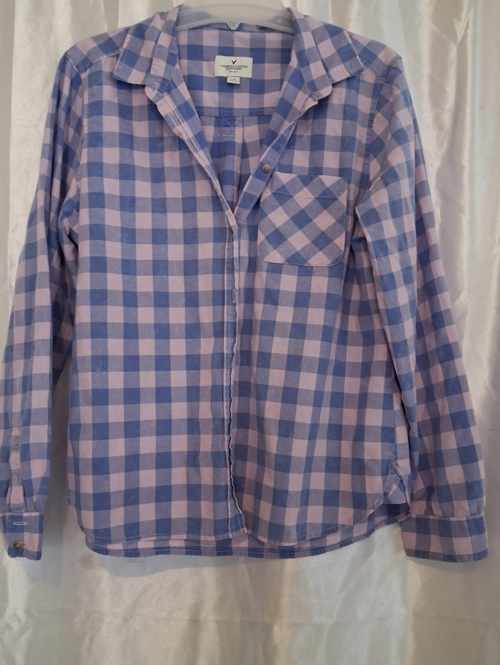 Blue And Pink Checkered, Button Down Shirt